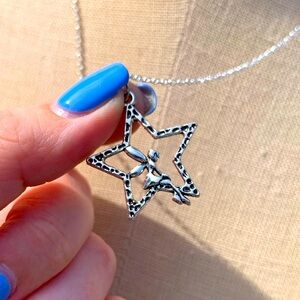 NWT Sterling Silver Plated Chain & Alloy Fairy in Star Charm Necklace
